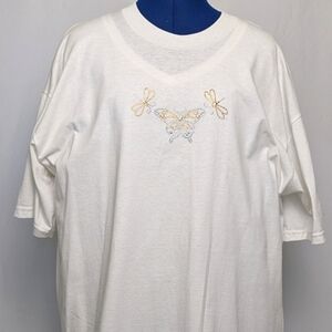 Jerzees White Tee with Butterfly and Dragonfly Design